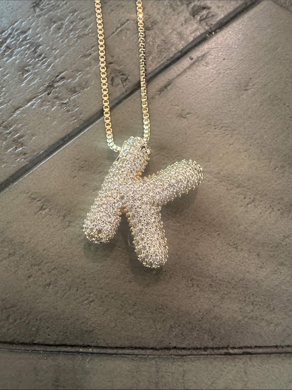 Gold Initial 'K' Pendant Necklace - Sparkling Gold Letter Jewelry